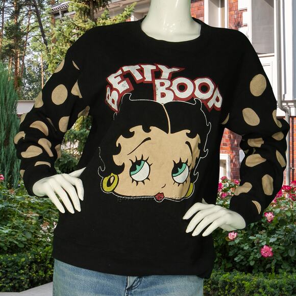 Betty Boop Polka Dot Crewneck Pullover Jumper Sweatshirt M - Picture 1 of 6